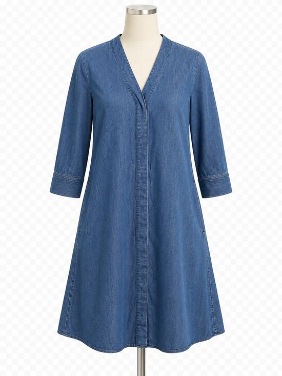 COS Dresses & Skirts - COS A-Line Denim Dress - Blue Chambray - 3/4 Sleeve - Size 2